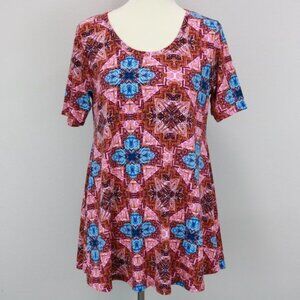 LuLaRoe Pink and Blue Geometrical Perfect T